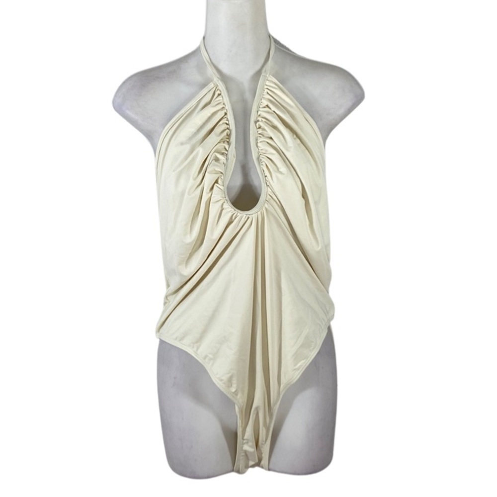 NWOT Good American Leilani Ivory Halter One Piece Swimsuit 7 4X - Picture 5 of 16